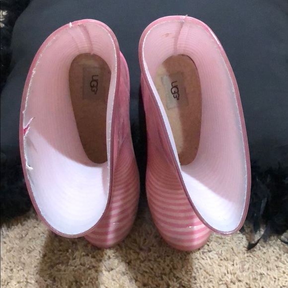 Ugg Rain Boots pink and white stripes - Picture 4 of 4